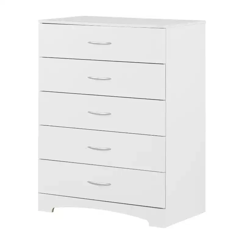 5-Drawer Vertical Dresser, White Finish, Bedroom Storage Chest of Drawers