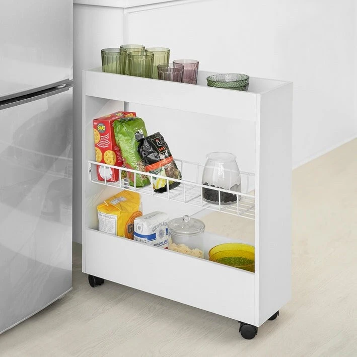 Haotian BZR46-W, Freestanding Bathroom Cabinet with 3-tier Shelf