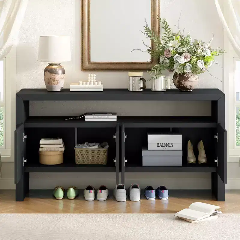 Merax Modern 4-Door Sideboard with Open Shelf