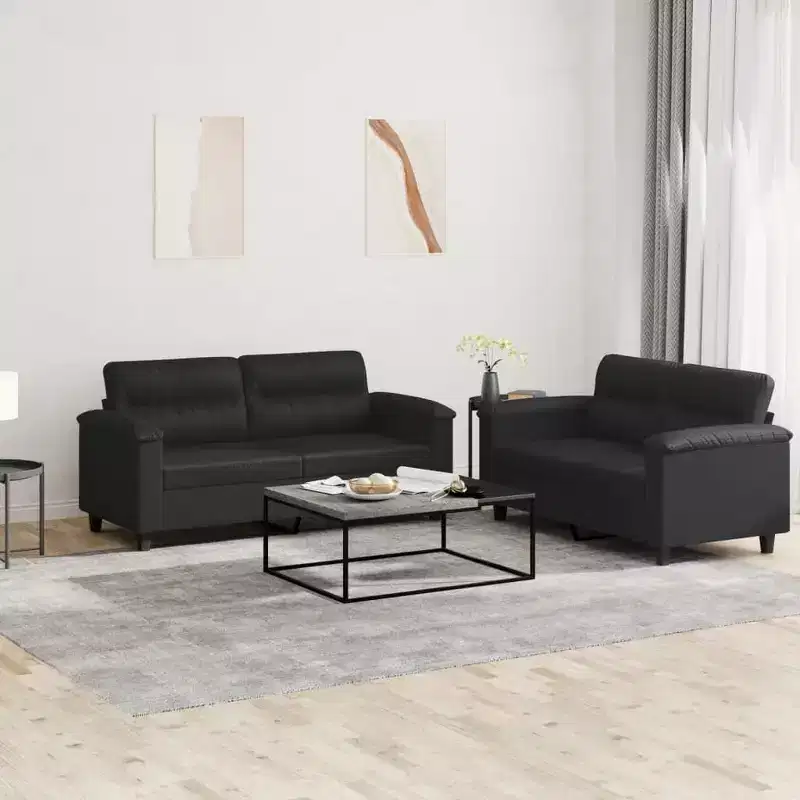 vidaXL Sofa Set Faux leather, metal, textilene, plywood