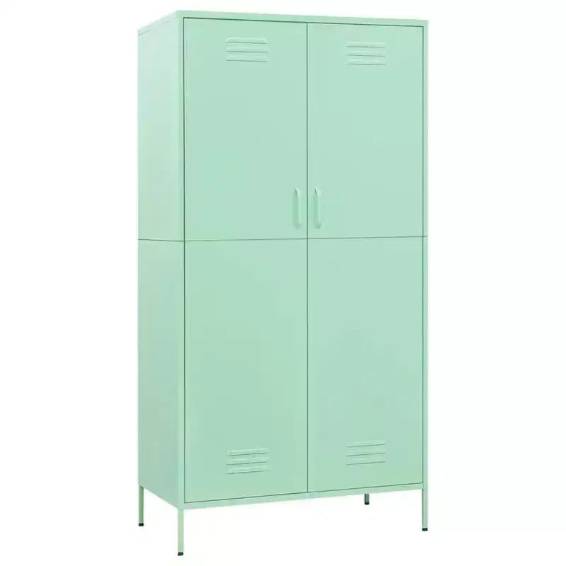 Modern Steel Wardrobe with Adjustable Shelves - Mint (35.4