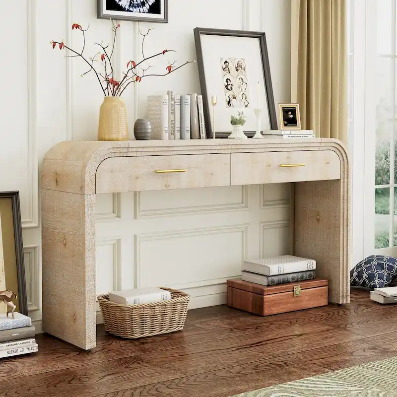 Nestfair Unique Retro Silhouette Console Table with Two Drawers
