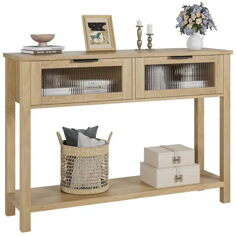 Console Table with 2 Drawers & Storage Shelf