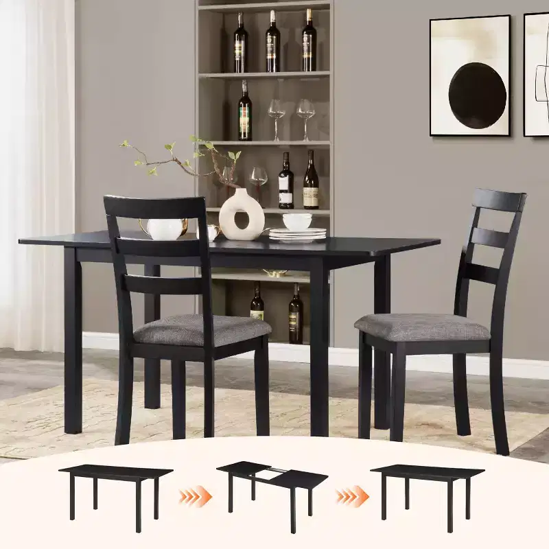 59 Extendable Dining Table Seats 4-8 |Modern Drop-Leaf Kitchen & Home Office Table for Small Spaces