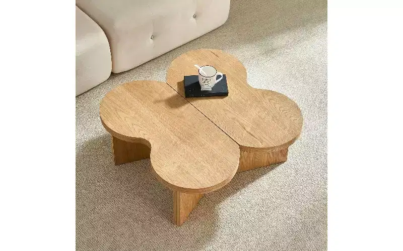 TUYOHW Butterfly-Shaped Split Coffee Table, 36mm Thick Modern Center Table for Living Room Bedroom, Butterfly MDF Side Table