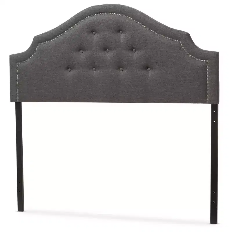 King Size Modern Fabric Upholstered Headboard with Button-Tufting and Curved Design