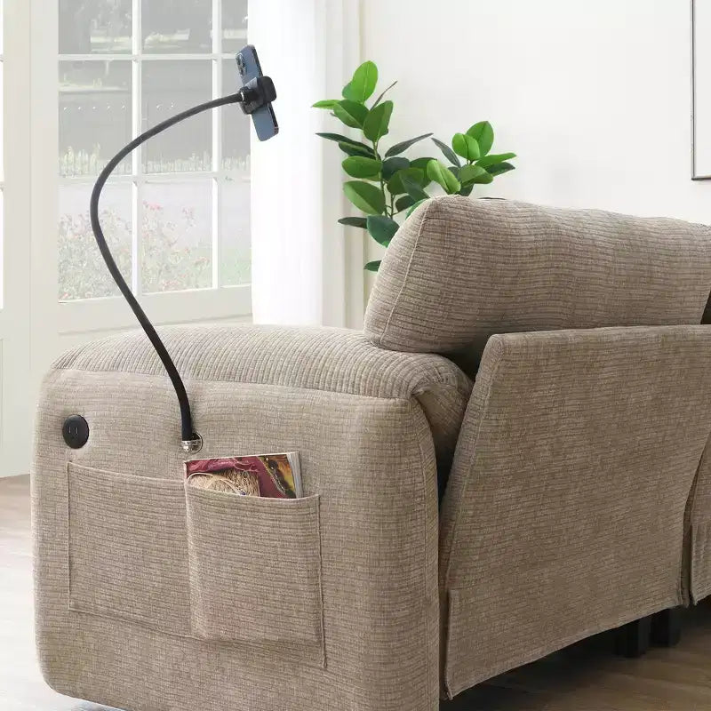EHMKNP 108 L-Shaped Modular Sectional Sofa with Extra Wide 31.5 Seats, Movable Ottoman, Striped Chenille Fabric