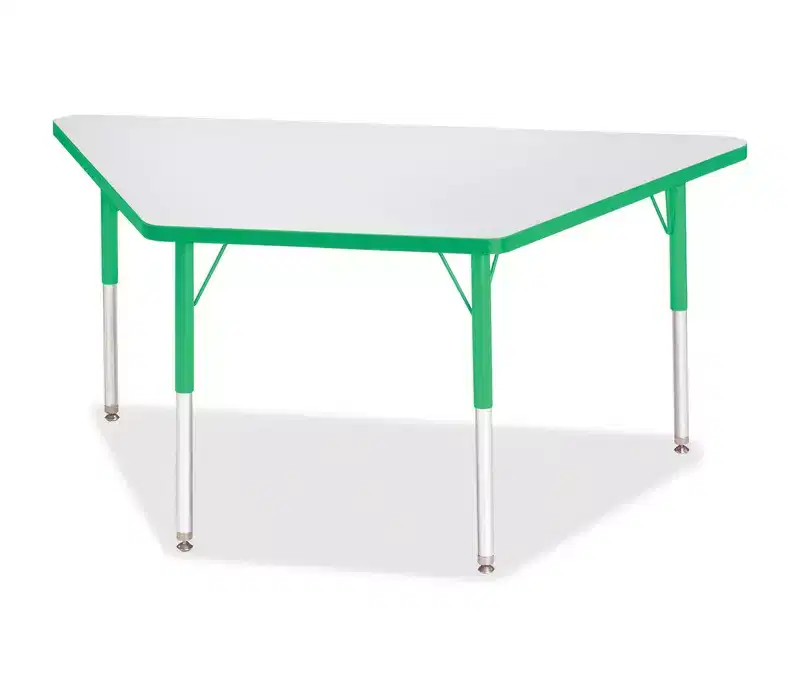 Jonti-Craft Berries Adult-Size Gray Laminate Trapezoid Table 30 x 60 in Green