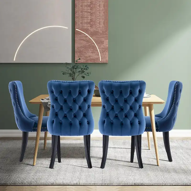 KATA Velvet Upholstered Wingback Dining Chairs Set of 4