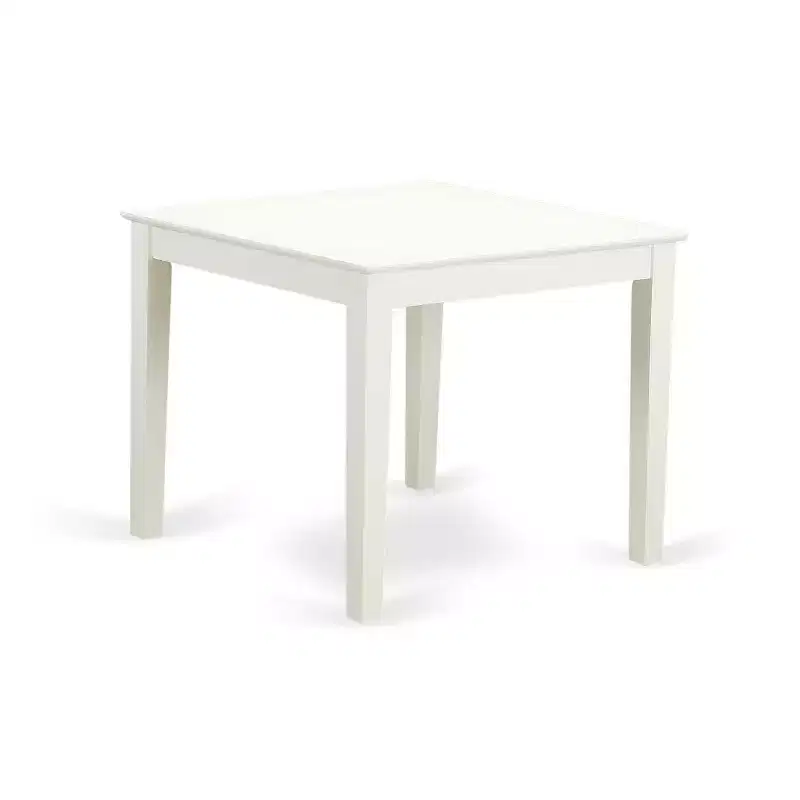 HomeStock 5-Piece Linen White Finish Solid Wood Top - Square Dining Room Set - Seats 4