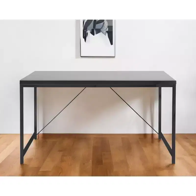 HomeRoots 47 Black Wood and Stainless Steel Writing Desk