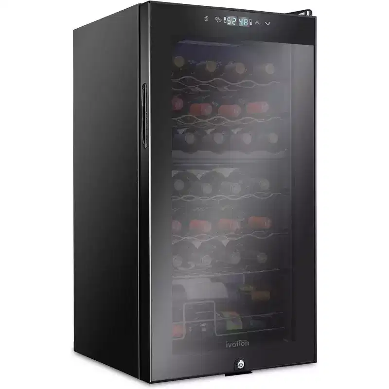 Ivation 28 Bottle Wine Cooler Fridge, Wine Refrigerator with Lock