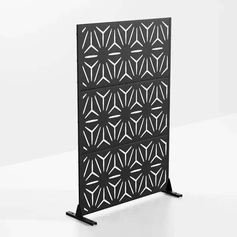 Black Galvanized Steel Screen 183x120x40cm