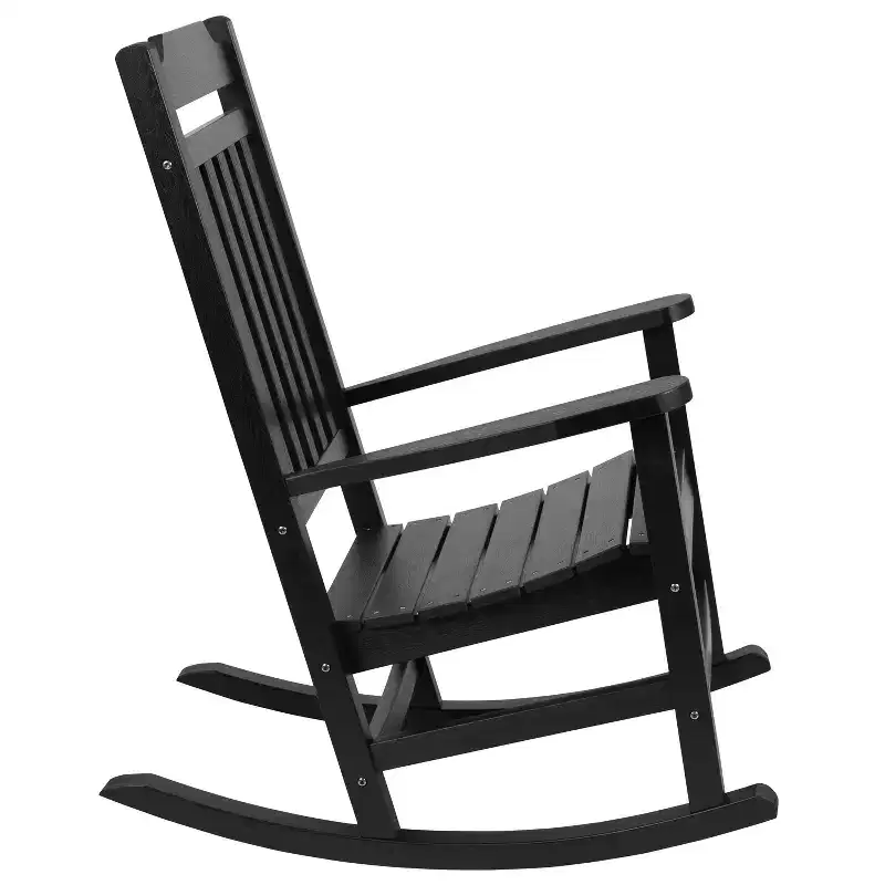 Emma and Oliver All-Weather Rocking Chair in Faux Wood - Patio and Backyard Furniture