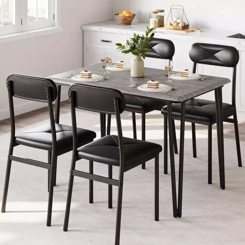 4-Piece Dining Set for Small Spaces, Kitchen Table with 4 Padded Chairs, Compact Dining Room Furniture for Apartments & Cozy Homes
