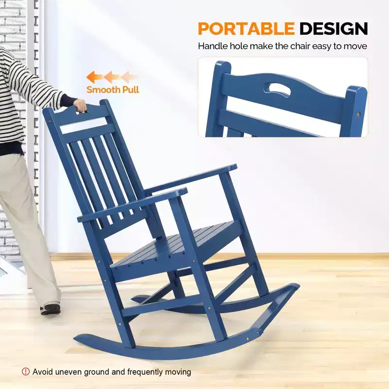 Karl Home | Solid Wood Patio Rocking Chair with Footrest