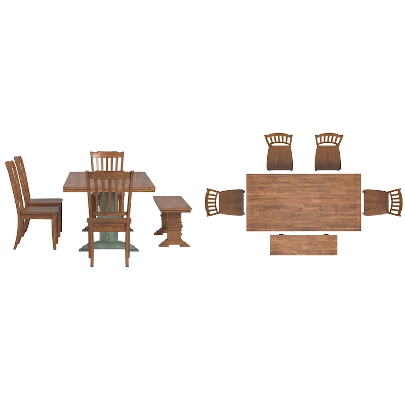 Ronda 78 Rectangular Solid Wood Top Dining Set with Spindle Back Chairs
