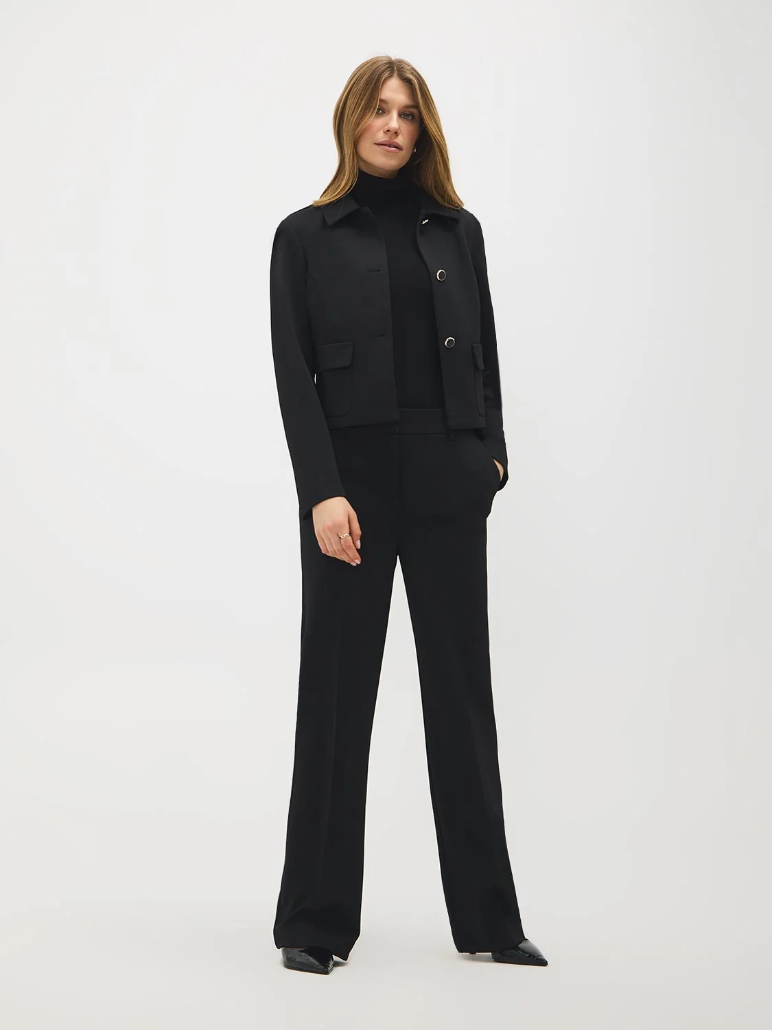 Wide-Leg Twill Pants