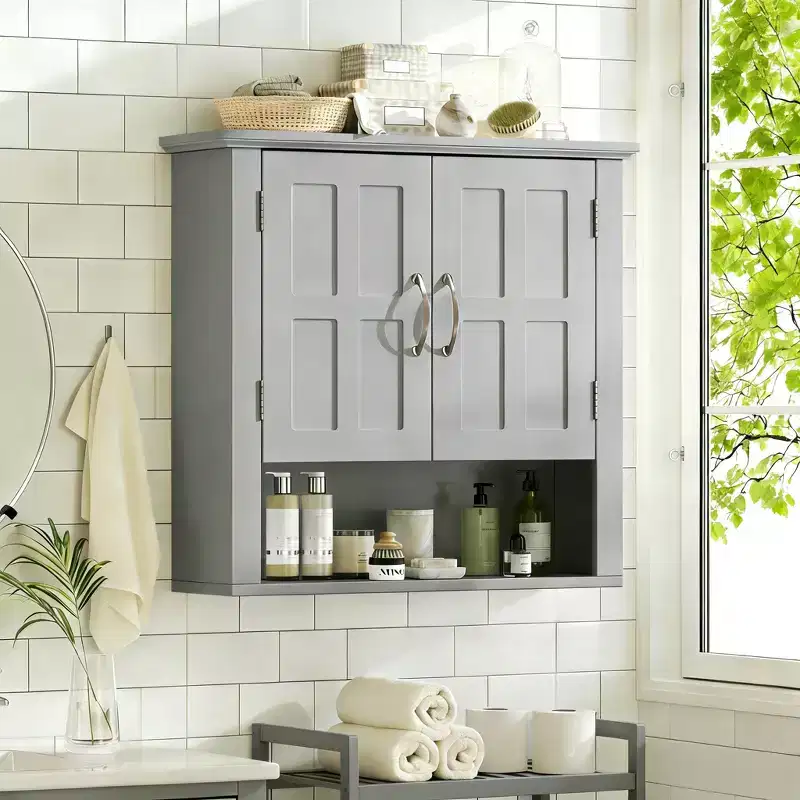 Christopher Knight Home Everett Modern Wood Wall Mounted Bathroom Storage Cabinet with Adjustable Shelve