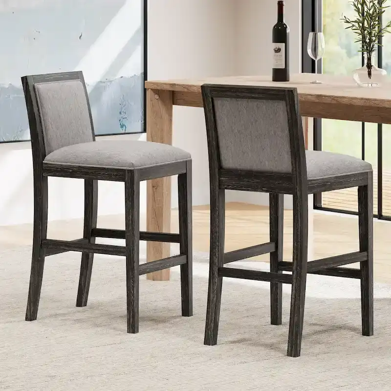 Modern Upholstered 30.5-Inch BarStools with Cushioned Seat and Back