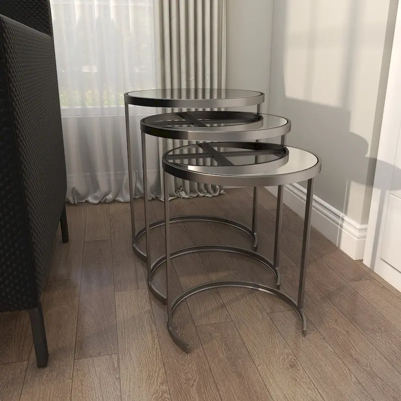 Black/Gold Metal Accent Tables (Pack of 3)