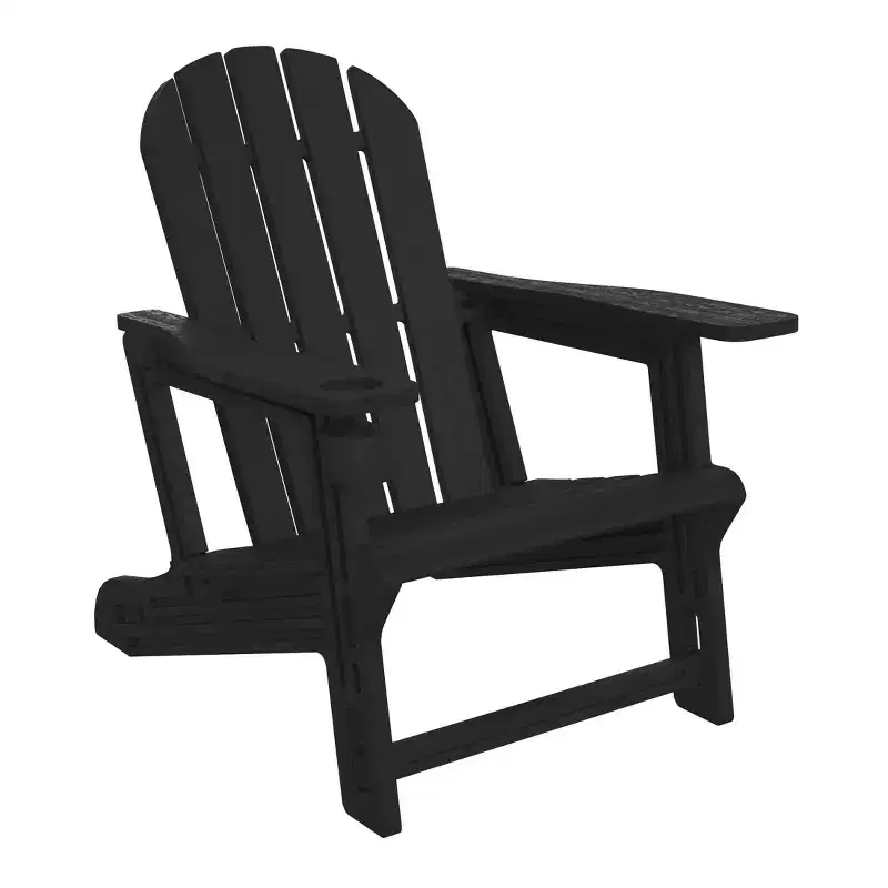 WestinTrends Azura Tool-Free Assembly Outdoor Patio HDPE Plastic Adirondack Chair with Cup Holder, White