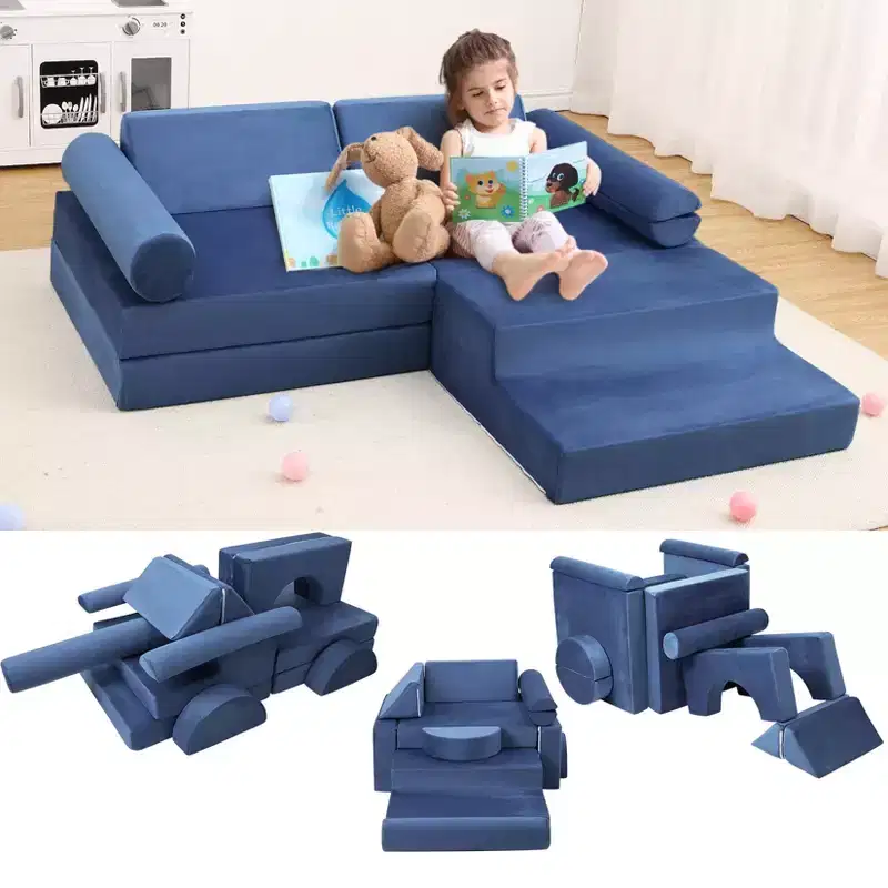 Modular Kids Couch 13PCS,Toddler Couch for Creative Boys Girls, Convertible Kids Modular Play Couch, Kids Sofa for Playroom,56.7x28.35