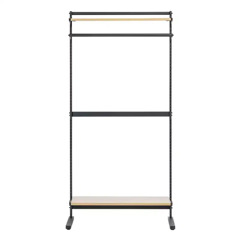 IRIS Closet Rack with Storage Adjustable Shelves: Portable Standing Garment Rack, Metal Frame, Black, 67.75 Height