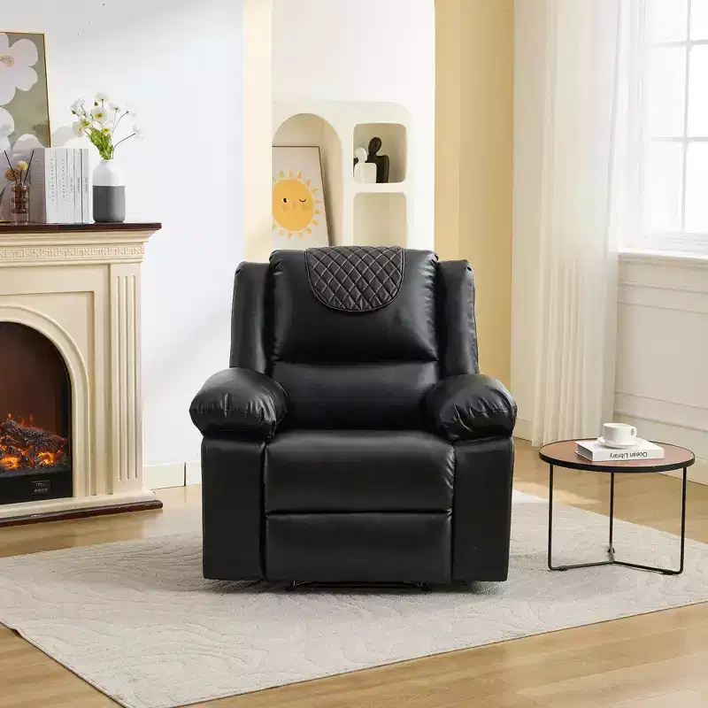 Adult Manual Recliner with Side Storage Pockets & Remote Control, Compact Single Sofa