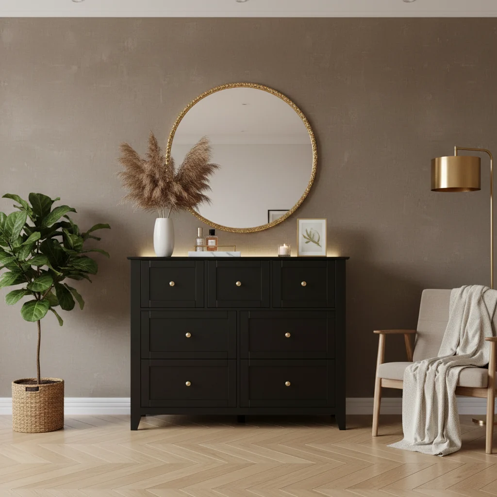 Modern 7-Drawer Chest, Wooden Storage Cabinet with Drawers, Suitable for Wardrobes, Hallways, Living Rooms, and Bedrooms