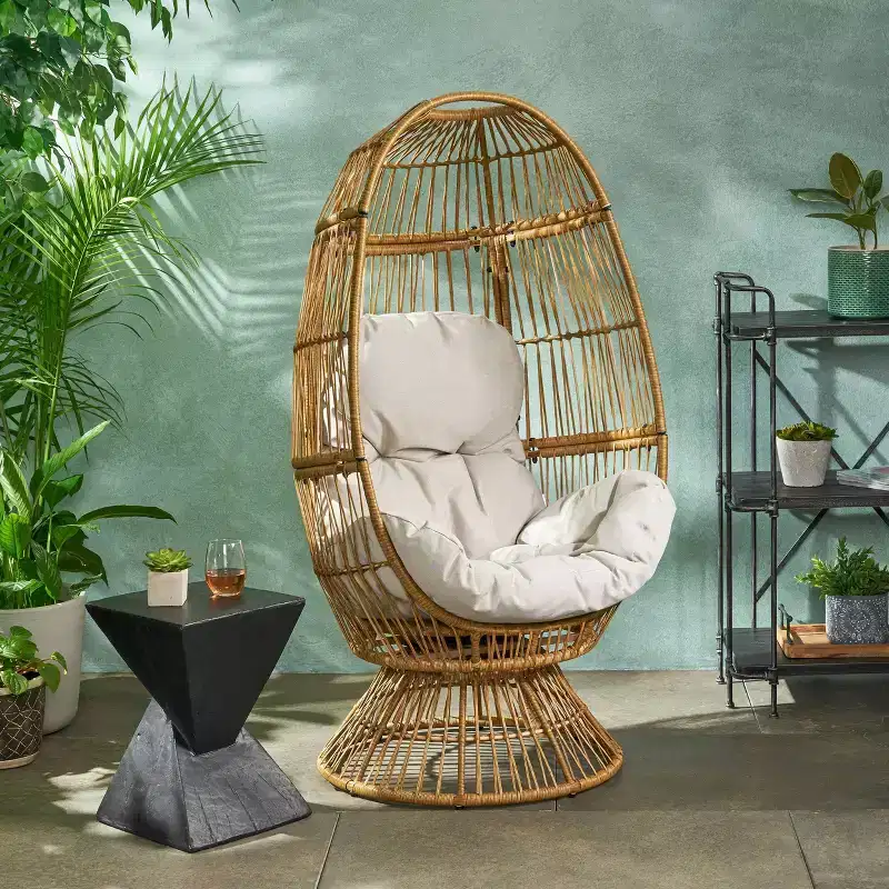 Pintan Wicker Swivel Egg Chair - Christopher Knight Home