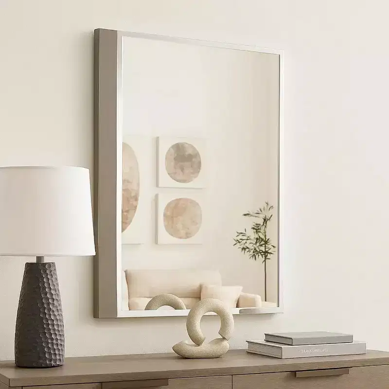 Royal Hampton Dresser Mirror, 40 Inch, Sleek Light Taupe Wood, Frameless Design