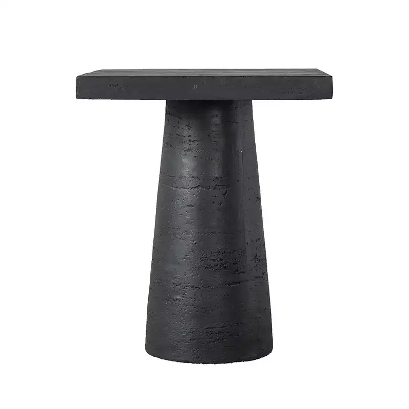 Black Square Side Table with Pedestal Base 20x20x24