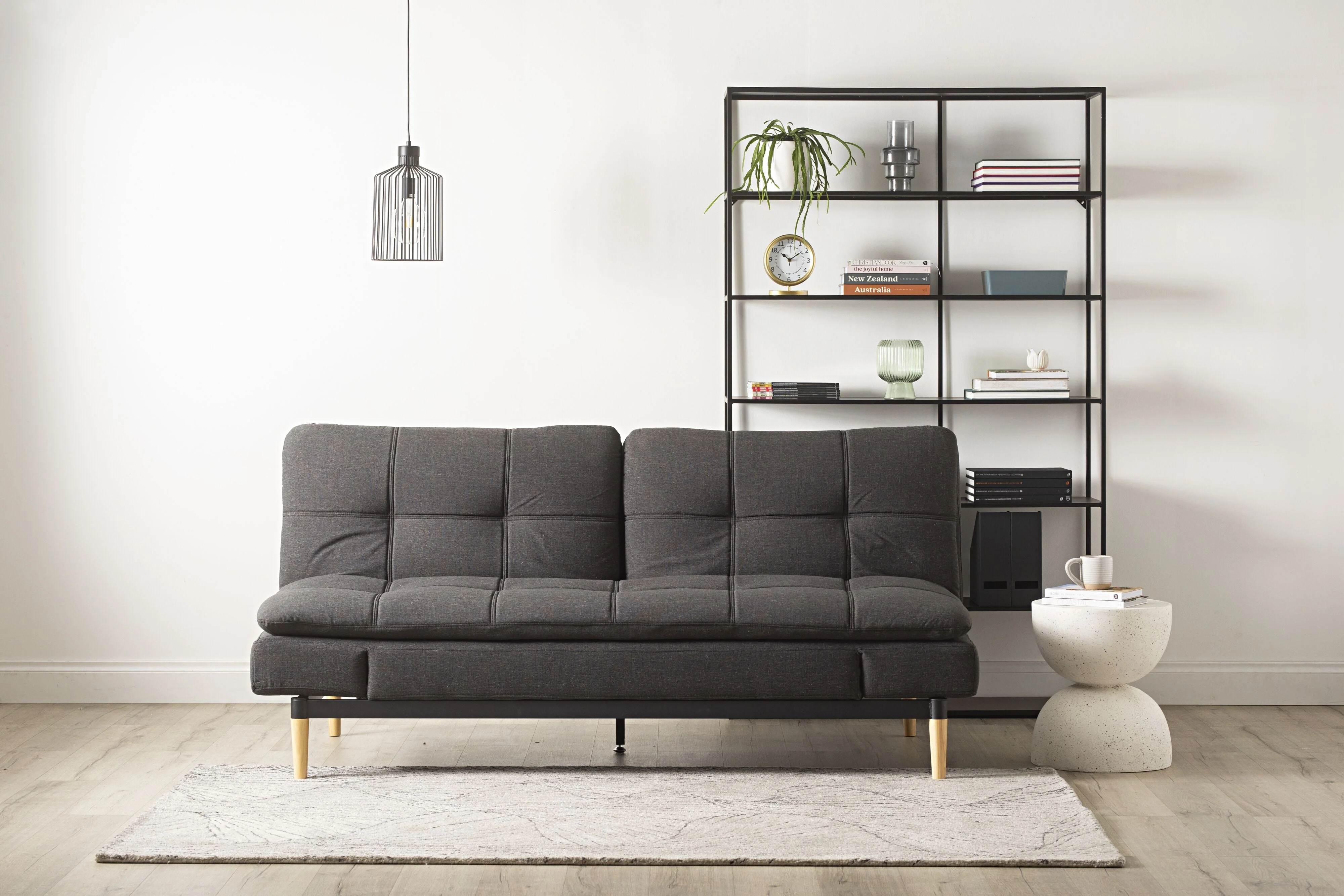 Convertible Fabric Sofa Bed Charcoal Grey