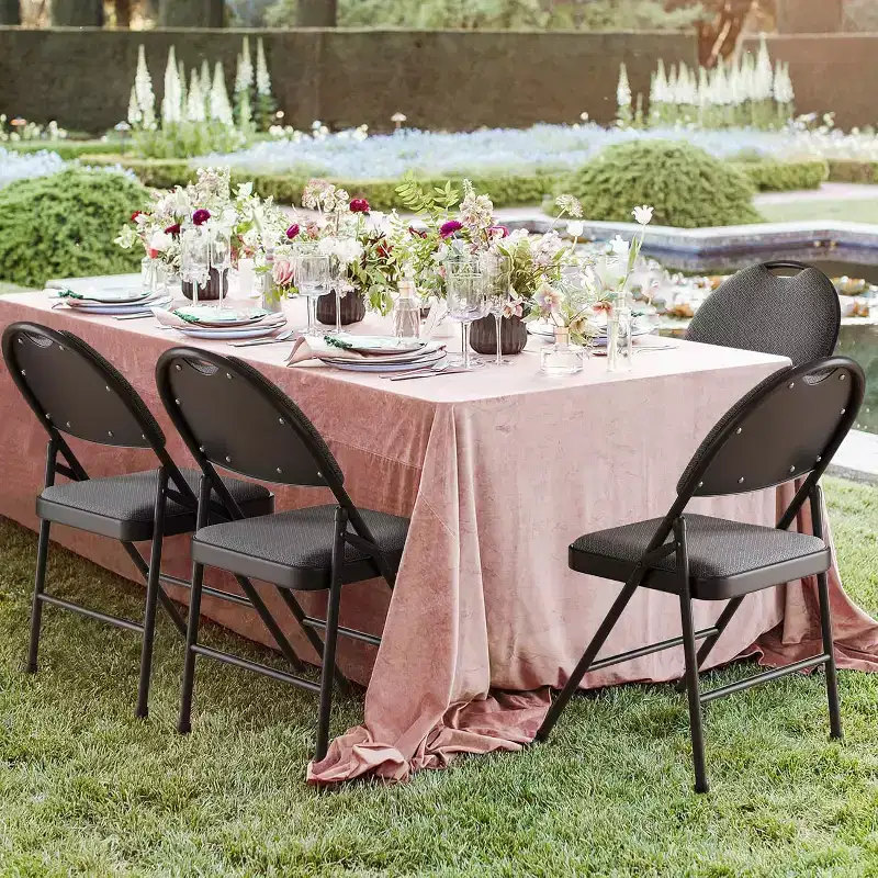 4-Pack Comfort Padded Linen Folding Chairs - Durable Metal Frame, Non-Slip Feet, Stackable for Home,Office,Dining,Indoor/Outdoor Guest Seating