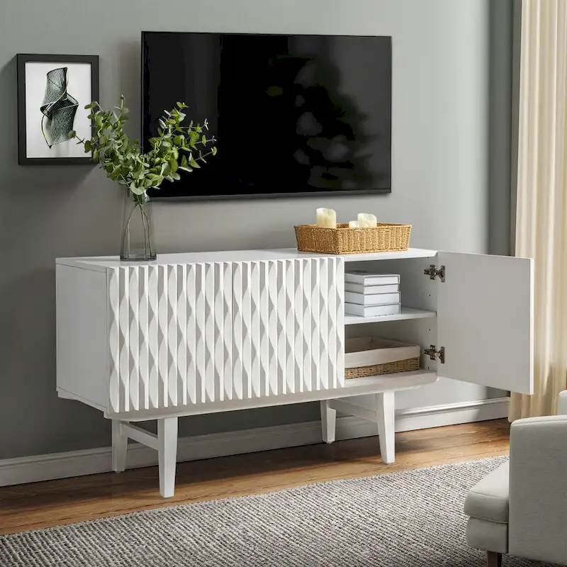 Modern Carved Geometric Patterns Sideboard