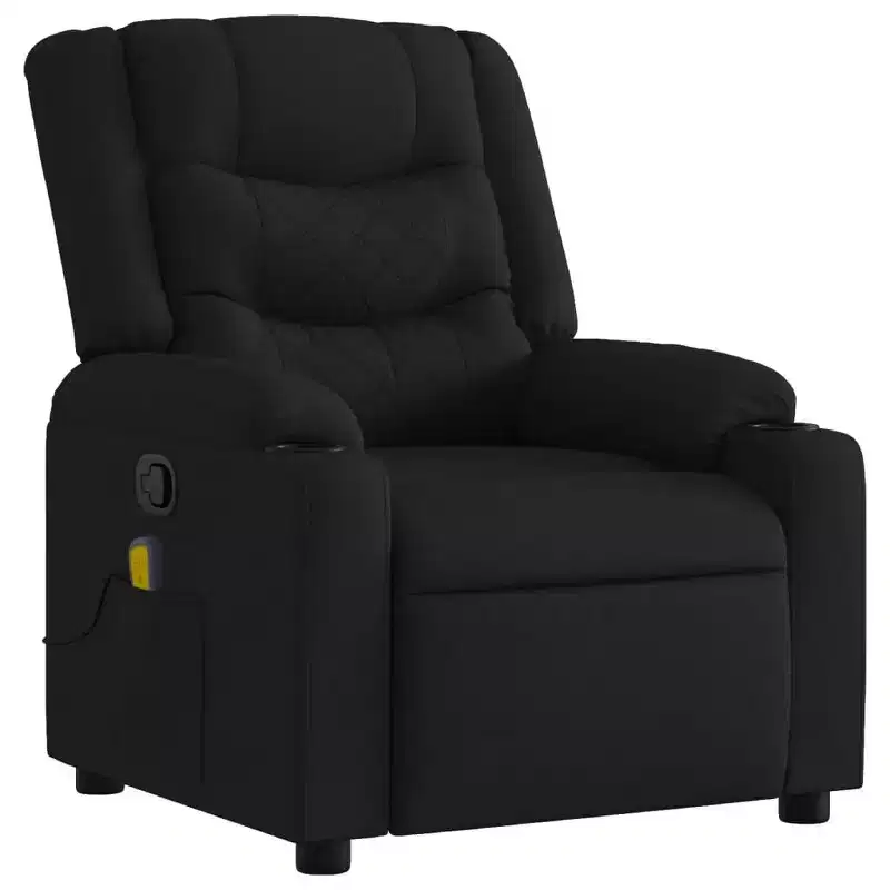 vidaXL Massage Recliner Chair Black - Manual Push Back