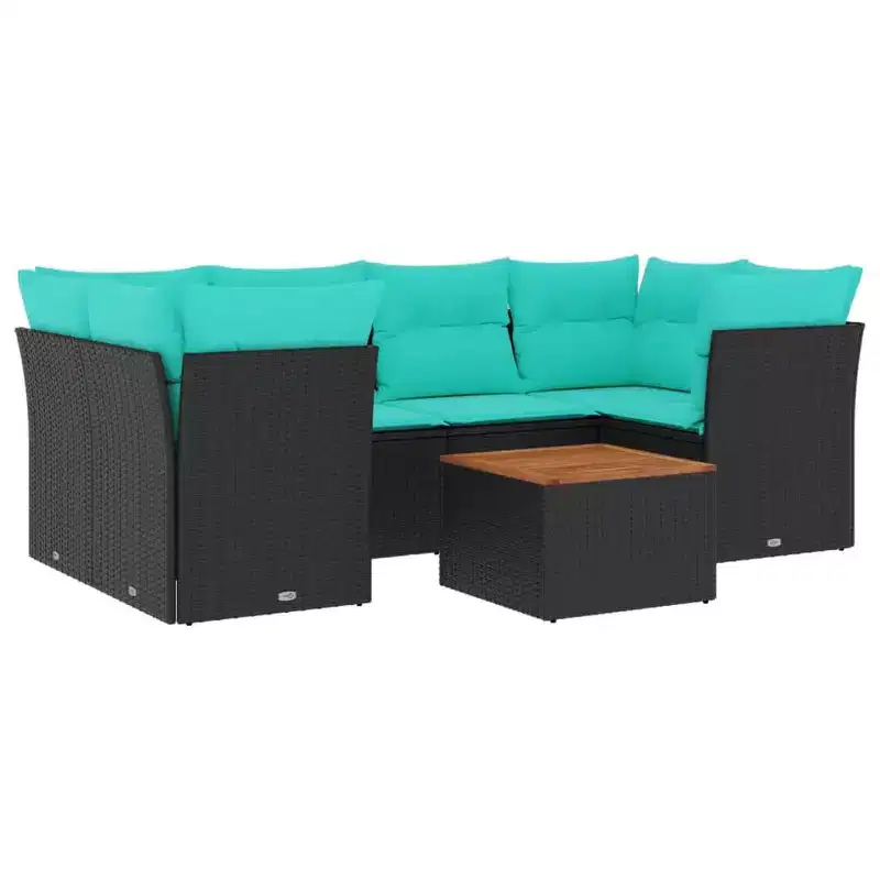 vidaXL 7 Piece Patio Sofa Set with Cushions Poly Rattan