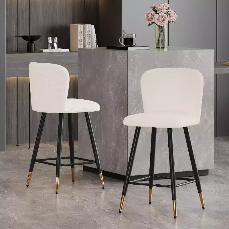 Christopher Knight Home Serein 26'' Modern Upholstered Bar Stools with Gold-Tipped Metal Legs (Set of 2)