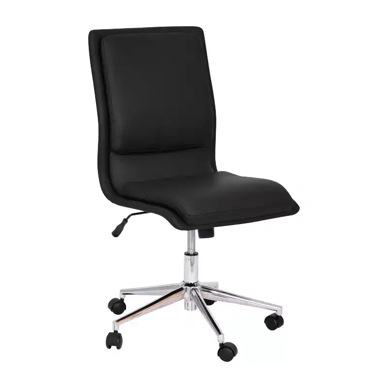 Mid-Back Armless Swivel Task Office Chair Bonded Leather Adjustable Metal Base