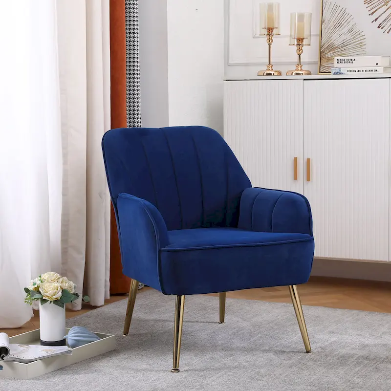 Tufted Rocking Chair with Wood Legs