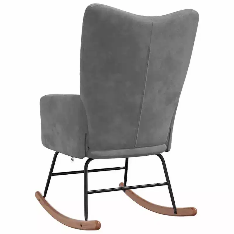 Rocking Chair Accent Side Chair Padded Seat for Living Room Velvet - Dark Gray Without Footrest