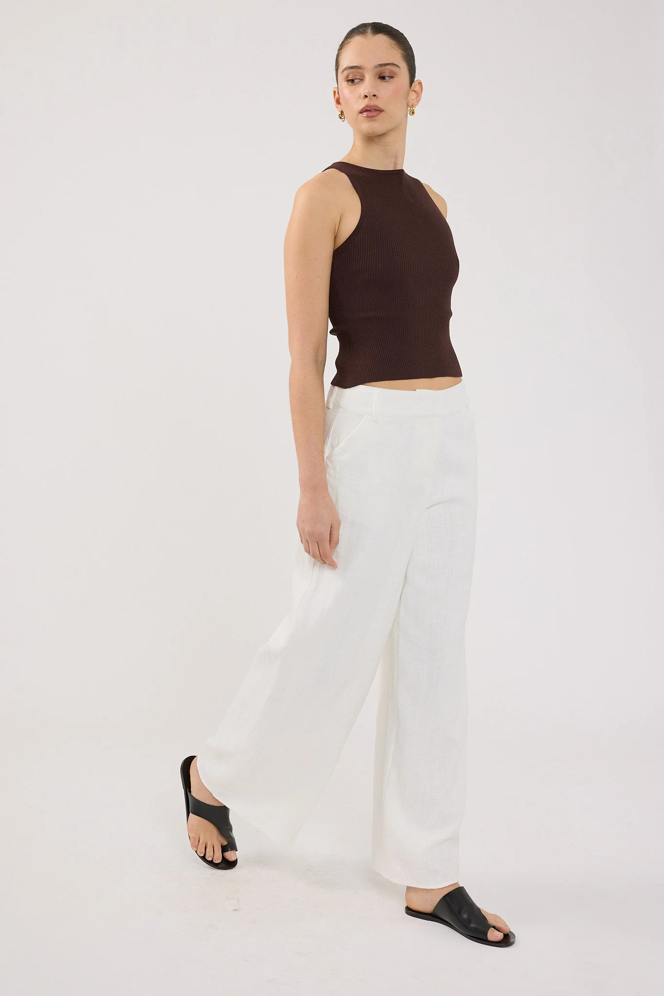 Low Rise Linen Pant White