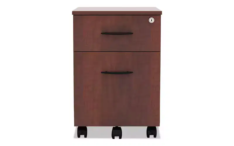 Mobile Pedestal File Cabinet 2-Drawer Box File Legal Letter Medium Cherry Laminate
