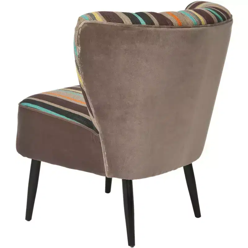 Mid-Century Modern Striped Accent Chair – Armless, Wood Legs, 275 lb Capacity