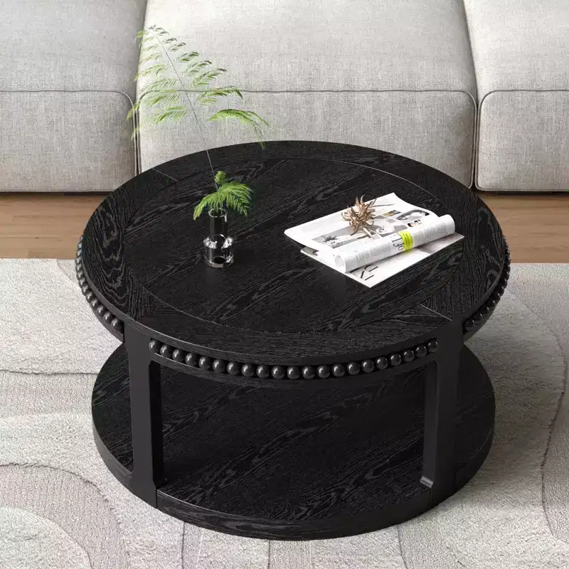Chiori Modern 2-Tier Wooden 31 Round Coffee Table