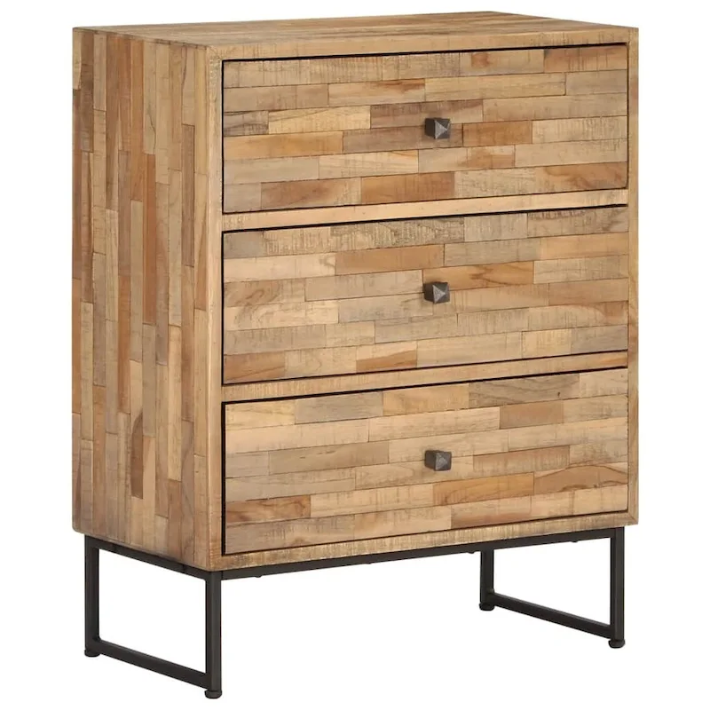 Reclaimed Teak Wood Sideboard with Steel Frame – 23.6x11.8x29.5