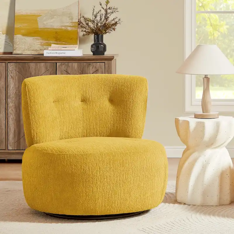 Flannel Upholstered Swivel Accent Chair | 360° Rotation | Modern Living Room