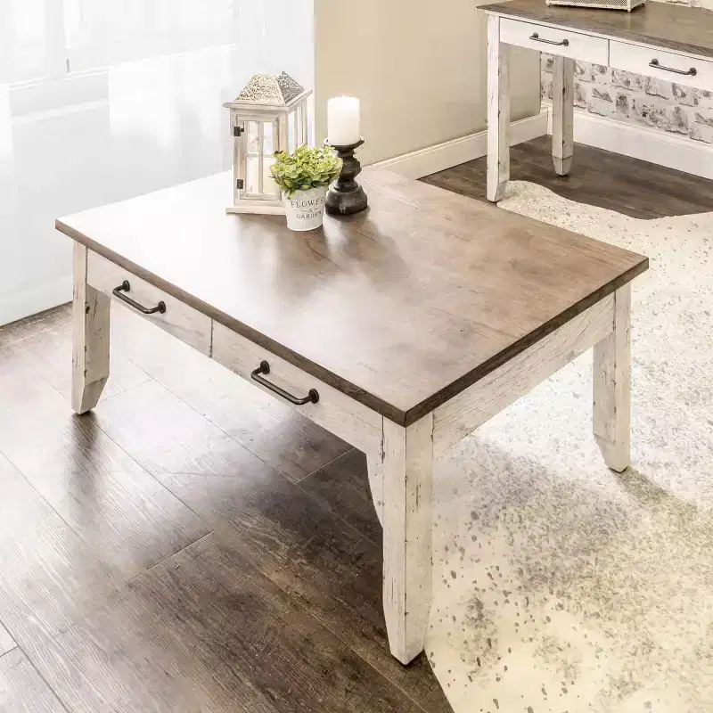 Cocktail Table Ivory/Light Brown -.