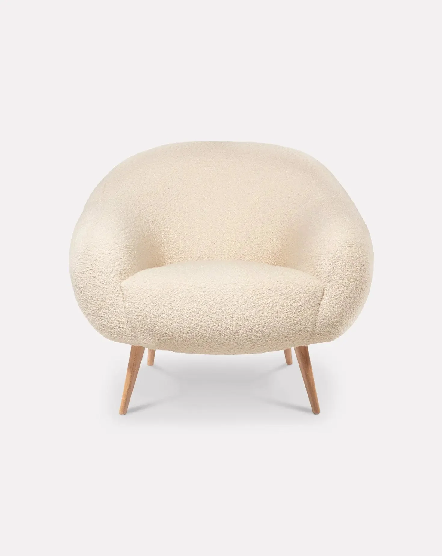 Sculptural Curved Oak Base Upholstered Armchair